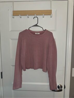 TALULAH Ribbed Cropped Shirt in Dusty Mauve